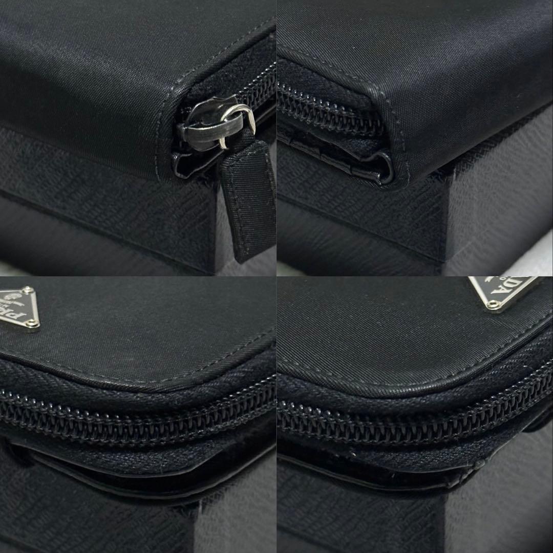PRADA プラダ　折り財布　ナイロン　ラウンドファスナー　三角ロゴ　ブラック