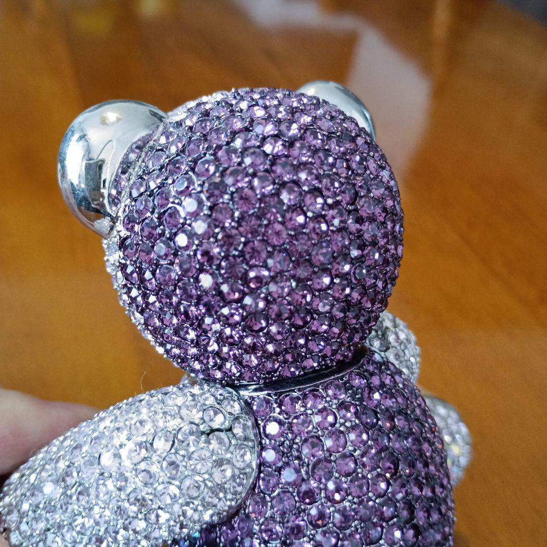 クリスタル、スワロフスキー装飾✳テディベア　ピンクパープル　アメリカ製　希少