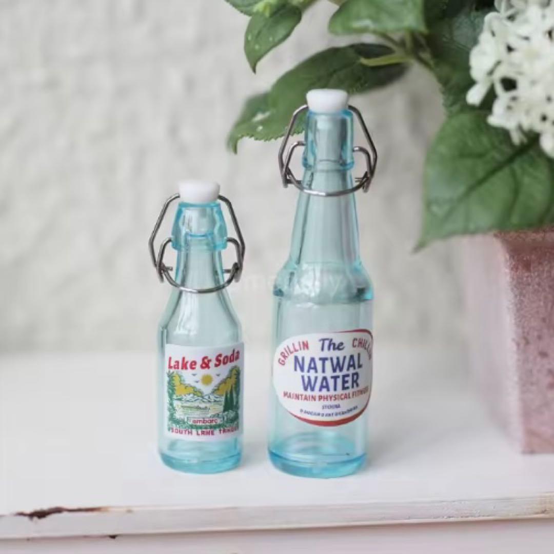 ミニチュア　ボトル2本セット×５色セット　ガラス瓶　ガラスジャー　ドールハウス