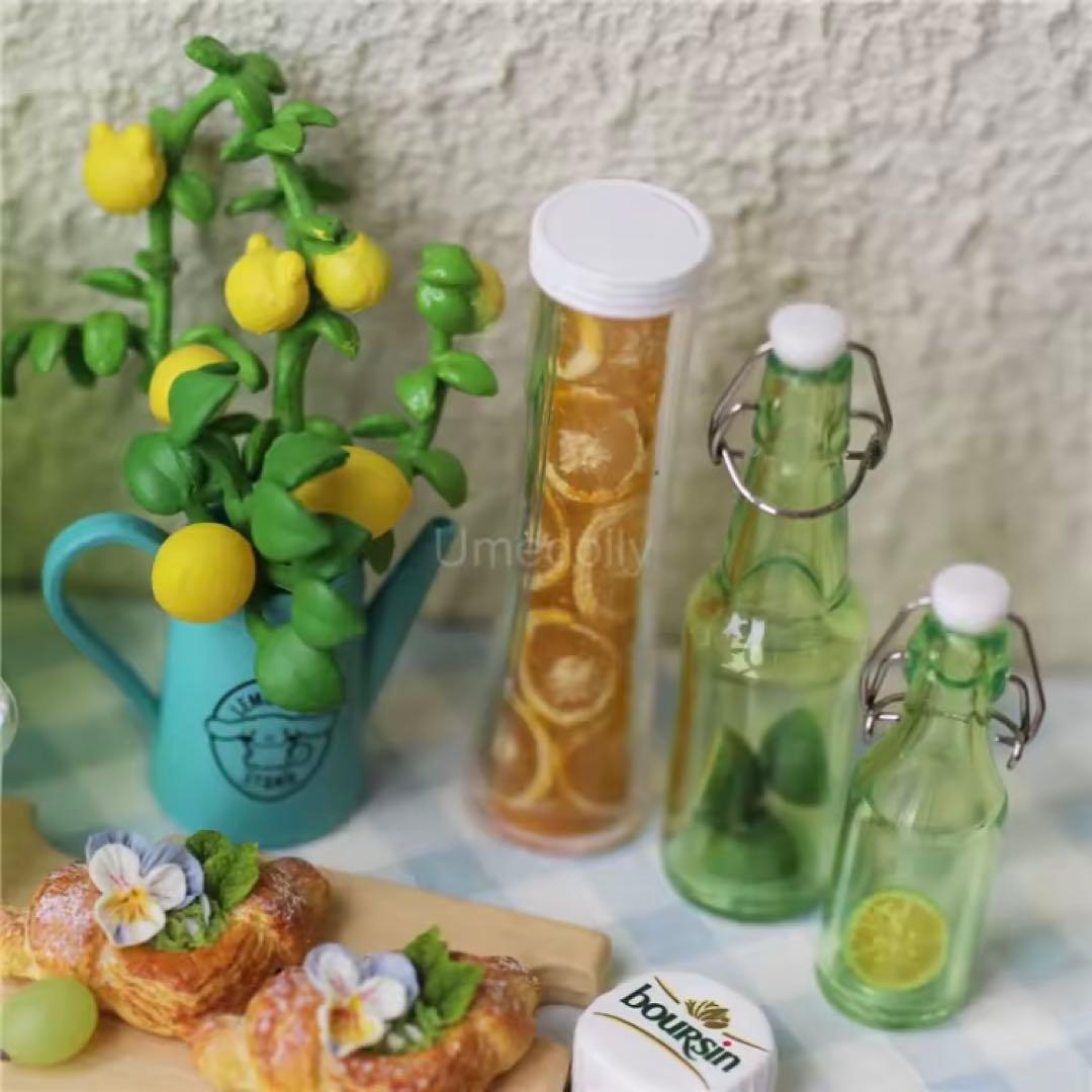 ミニチュア　ボトル2本セット×５色セット　ガラス瓶　ガラスジャー　ドールハウス