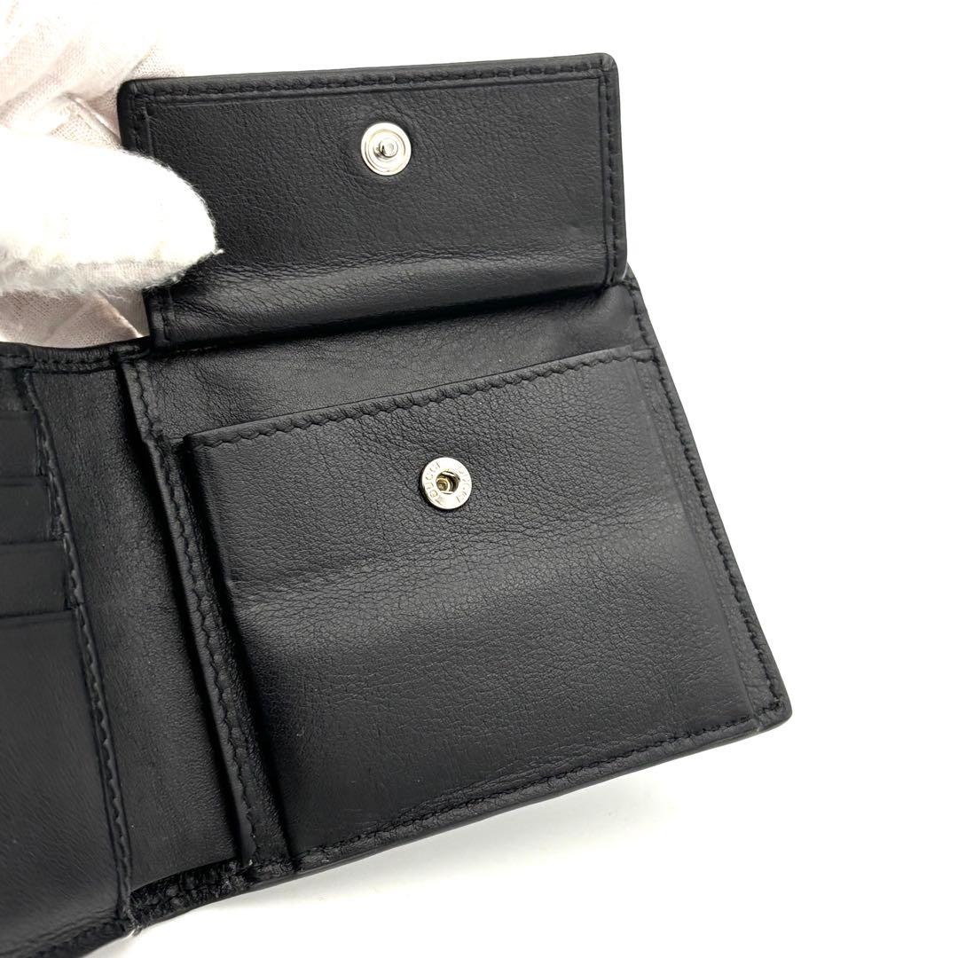 ☆美品☆グッチ マイクロシマ 二つ折り財布 レザー ブラック 黒 メンズ 総柄