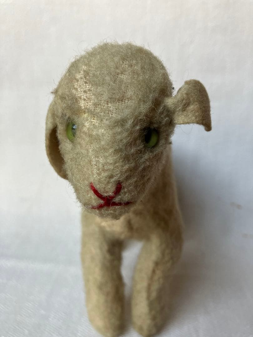 アンティーク 若草色の目をした小羊のぬいぐるみ チェコ プラハ 30s 40s