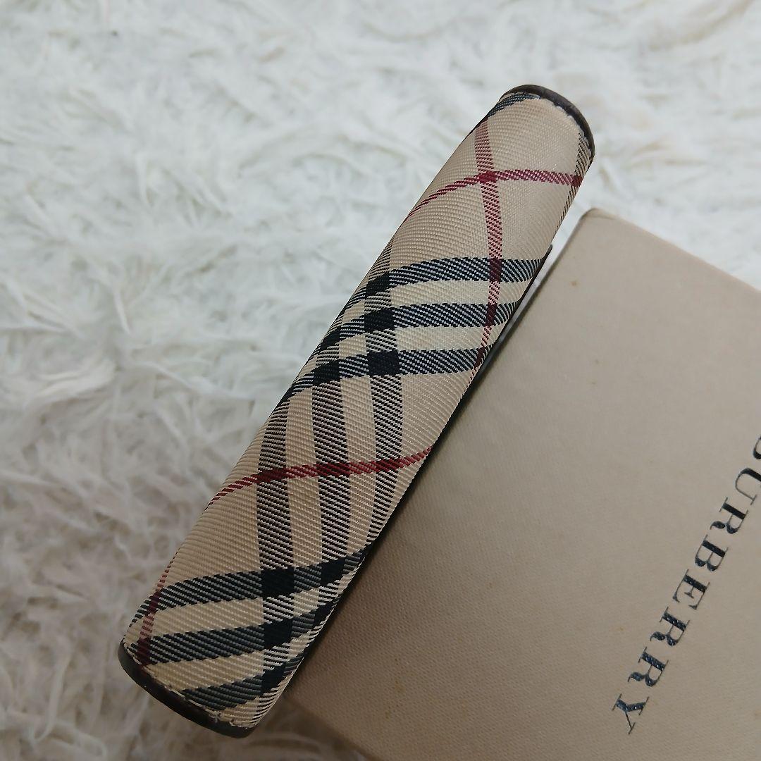 【BURBERRY】ノバチェック　レザー がま口　3つ折り財布