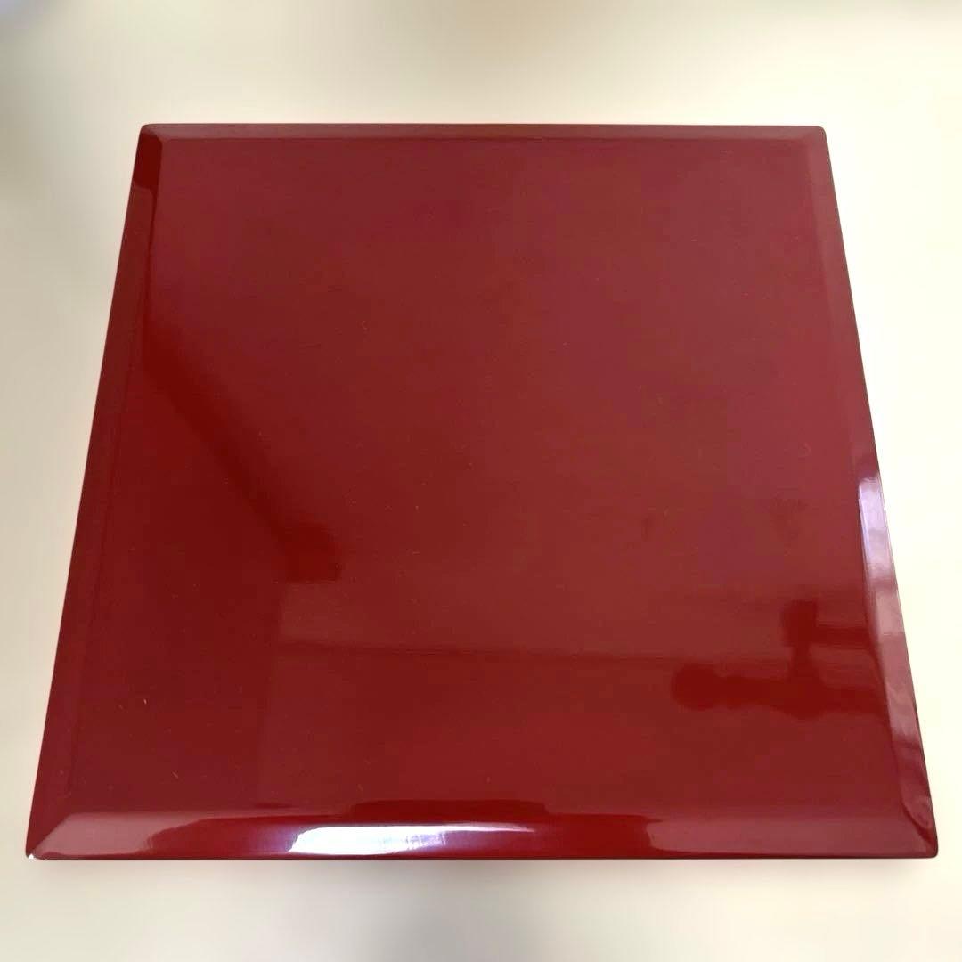 川連漆器 朱内黒 三段重めんとり 蓋二枚