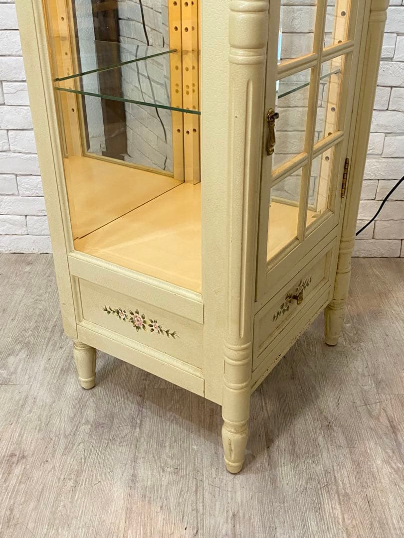 【東京都内23区配送無料】ショーケース　ガラス　キュリオ　ロココ　アンティーク