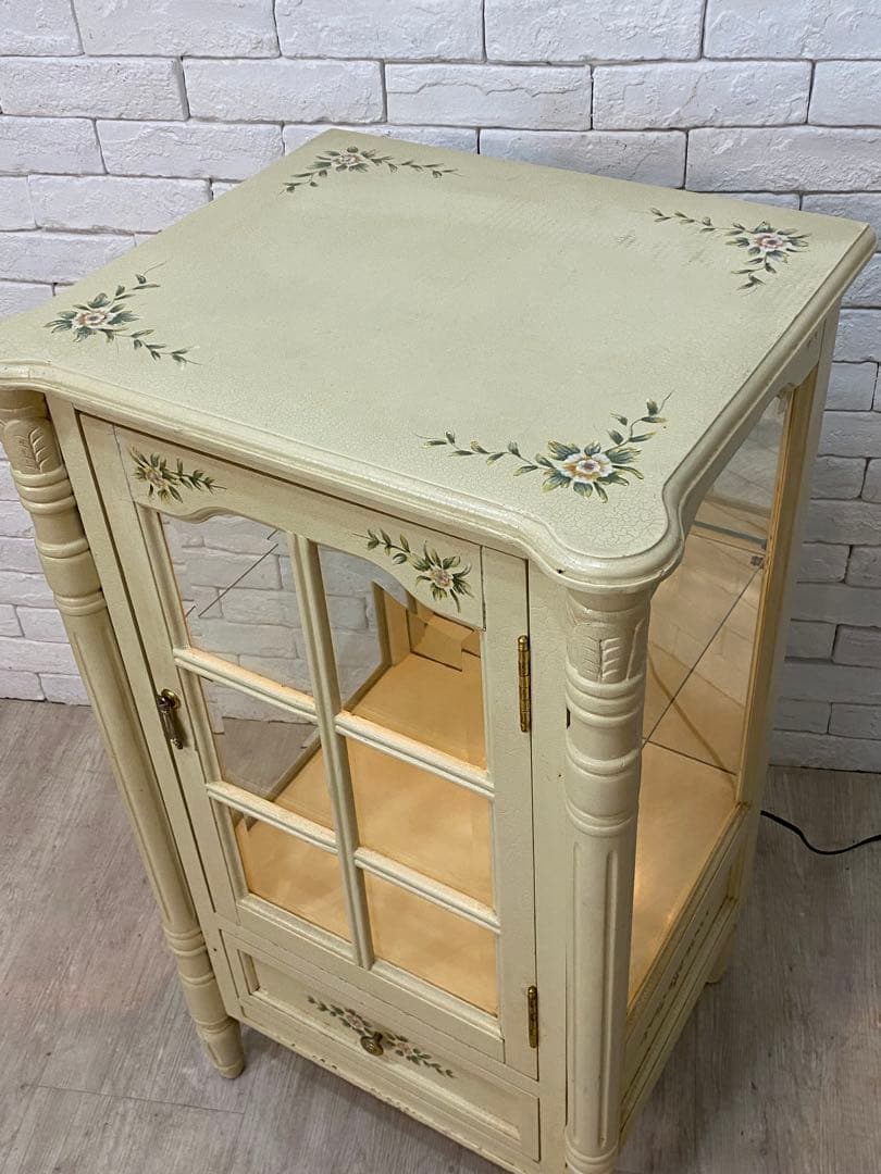 【東京都内23区配送無料】ショーケース　ガラス　キュリオ　ロココ　アンティーク