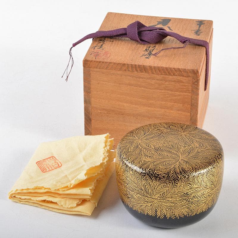 茶道具　平安　熊谷秀穂作　金蒔絵　平棗　共箱　M　R5749