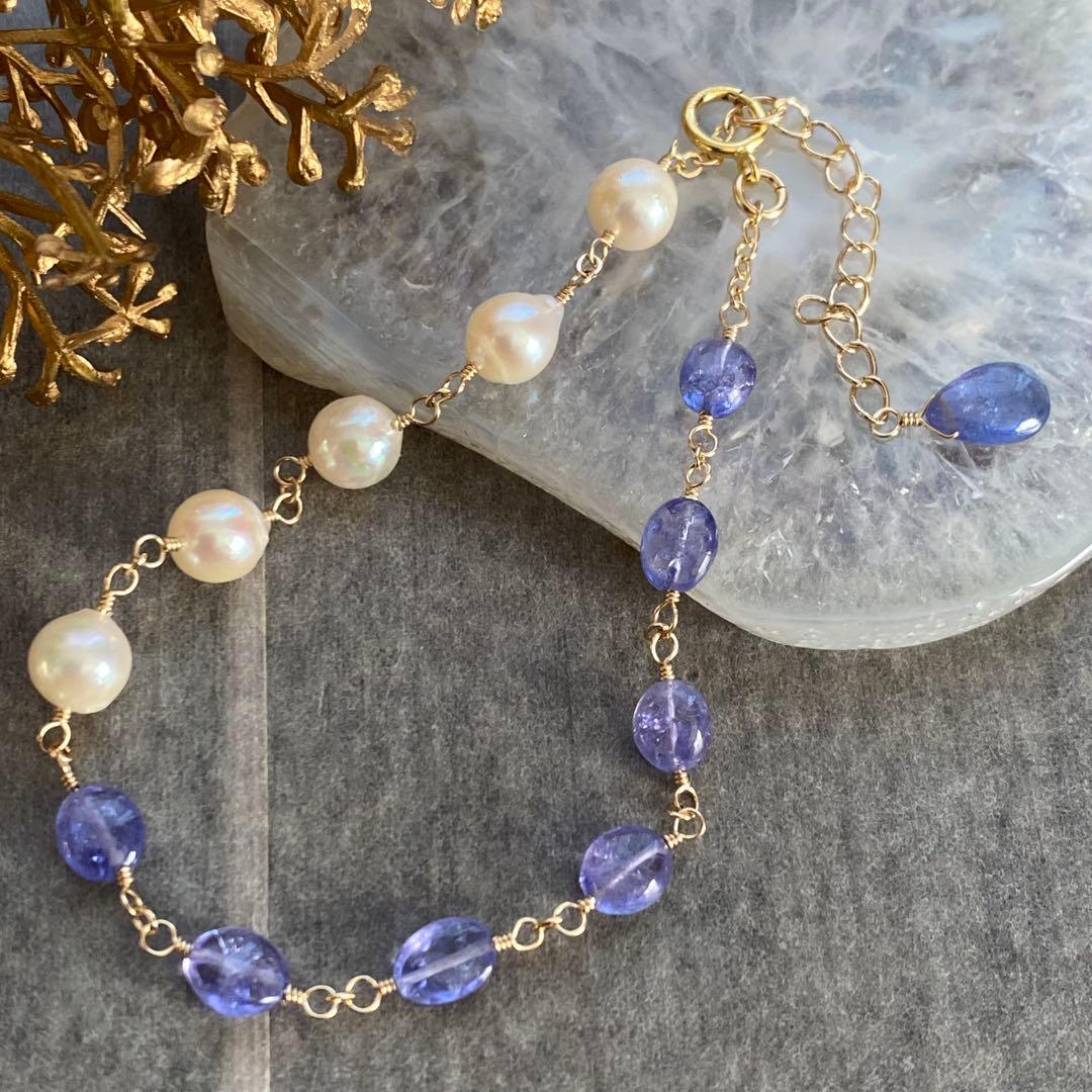 【専用です】タンザナイト＆アコヤ真珠✴︎14kgfブレスレットB176（再販）・他