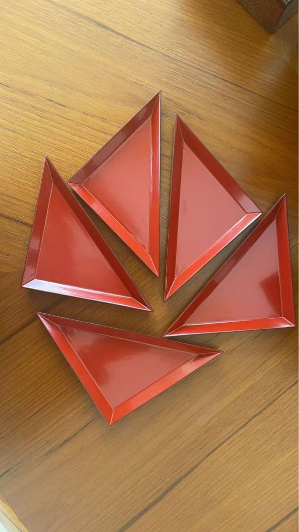 蒔絵 五段重箱 収納箱付 変わり形 菱形・三角皿 組重 漆器 古美術 木製