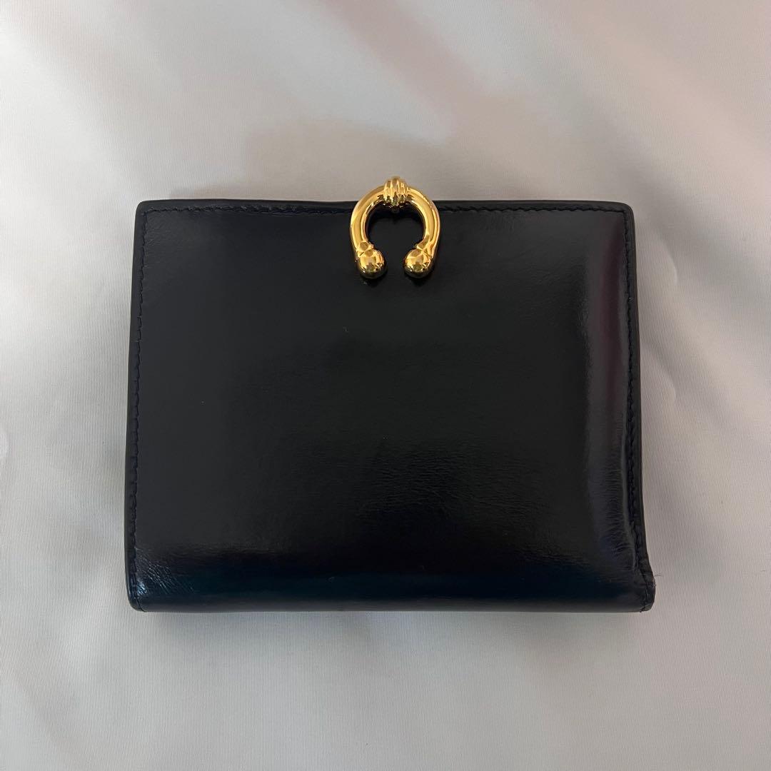 GUCCI ブラック 二つ折り財布 ゴールド アンティーク