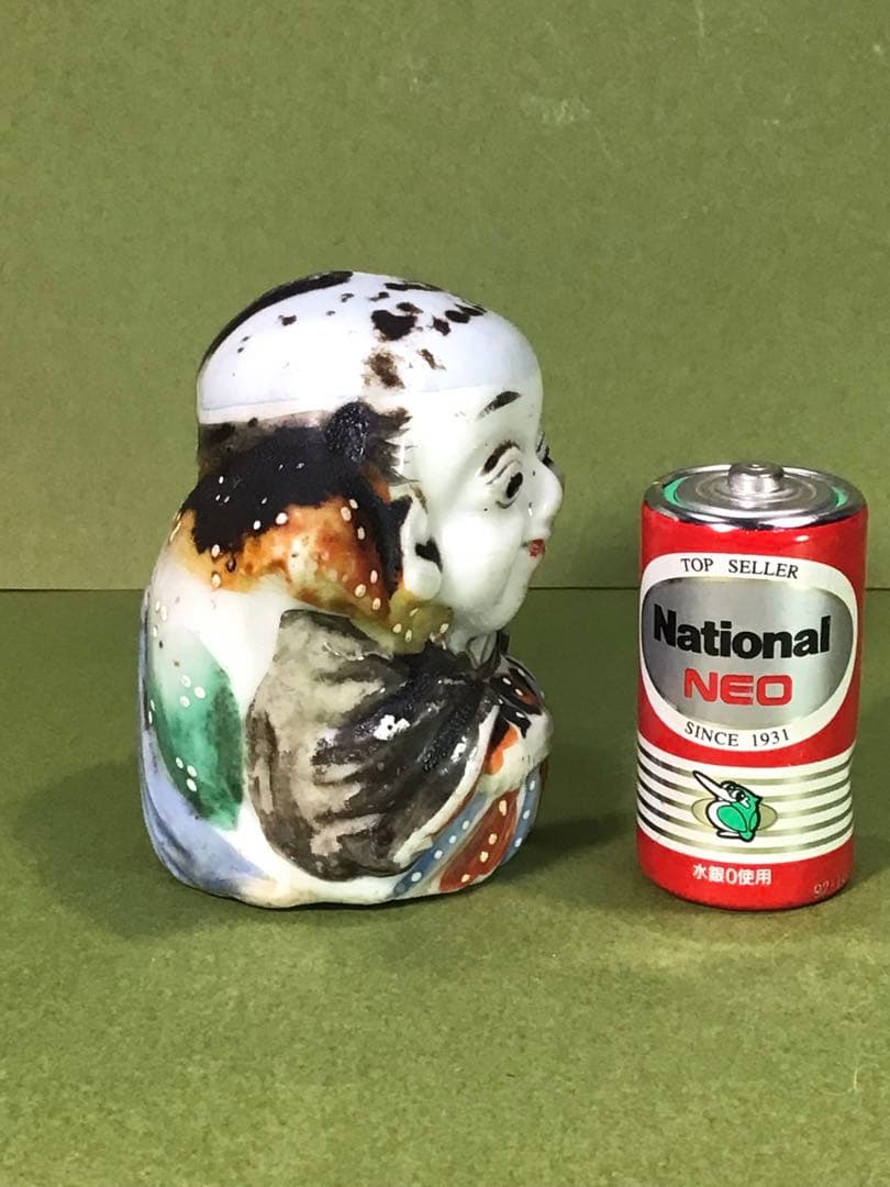 明治期 縁起物 福助 出目金 磁器 人形 戦前 アンティーク ドール 郷土玩具