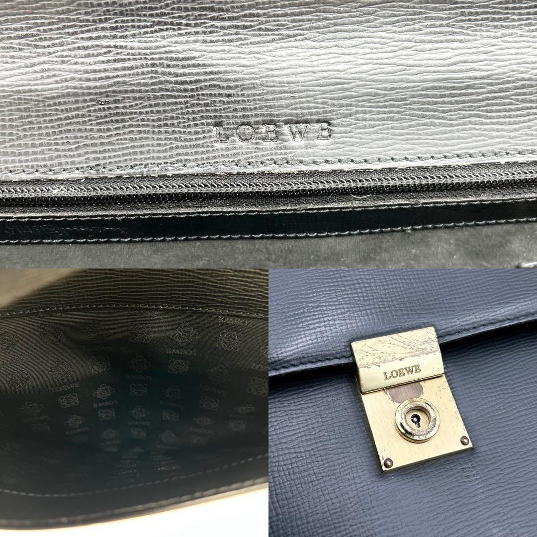 希少✨ ロエベ ビジネスバッグ ブリーフケース アナグラム ロゴ型押し シボ革