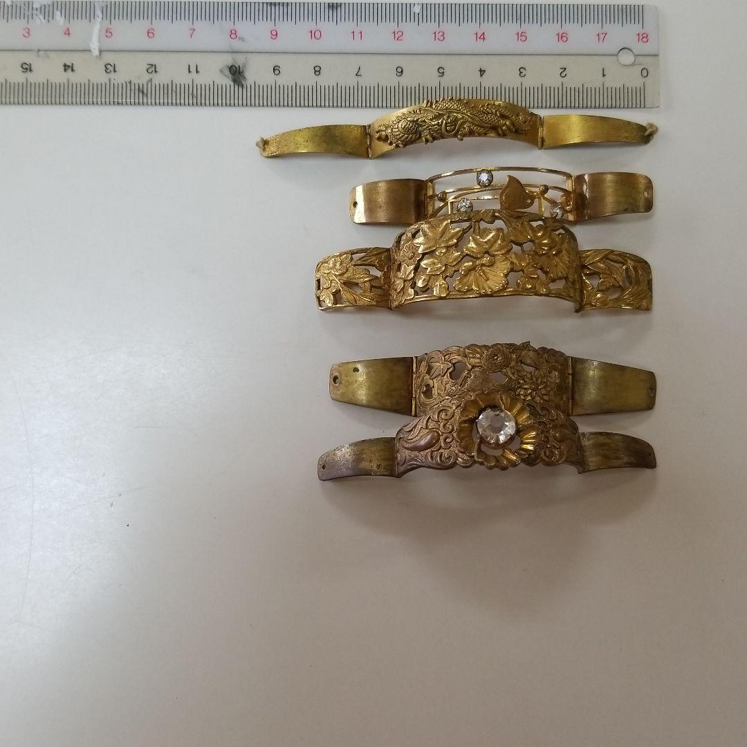 アンティーク、髪飾り、金工根掛け