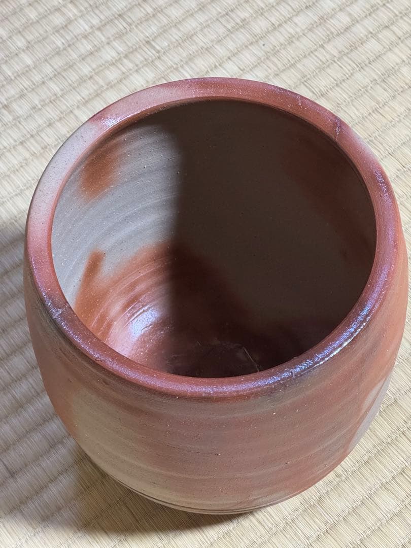 備前焼　伊勢崎満　備前緋襷棒ノ先水指