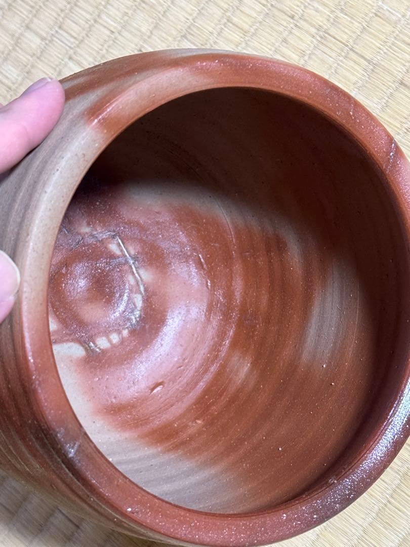 備前焼　伊勢崎満　備前緋襷棒ノ先水指