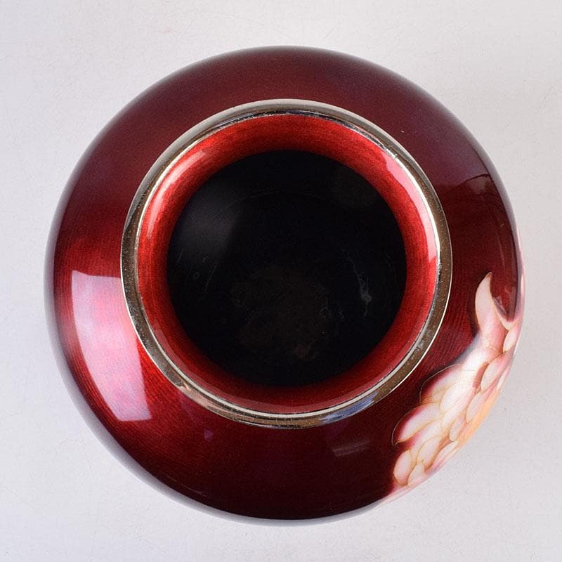 七宝焼　太田七宝造　透釉　旭光釉　菊文　花瓶　共箱　M　R8971H