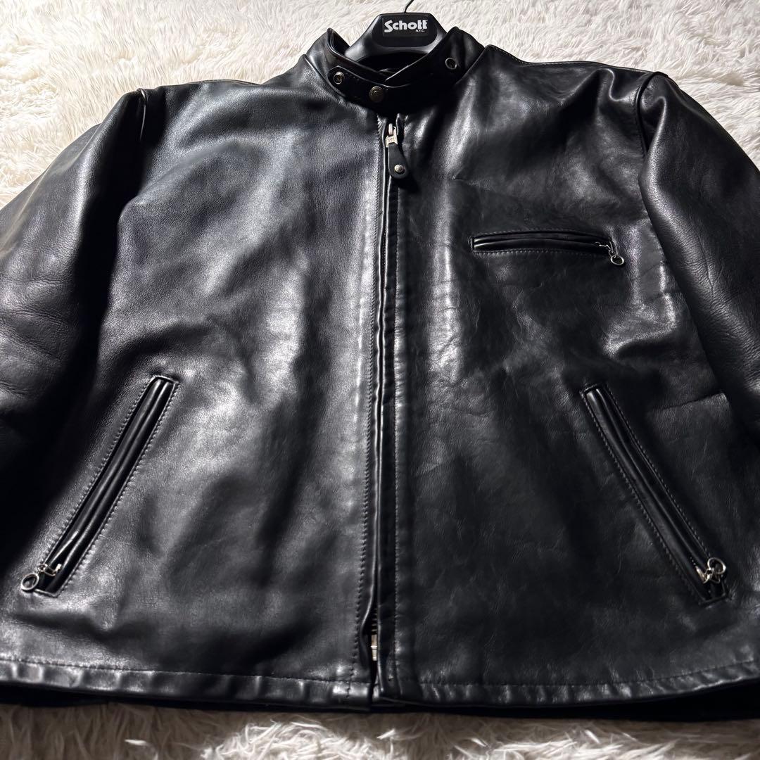 美品/50サイズ✨schott ライダースジャケット　641 黒　本革　レザー