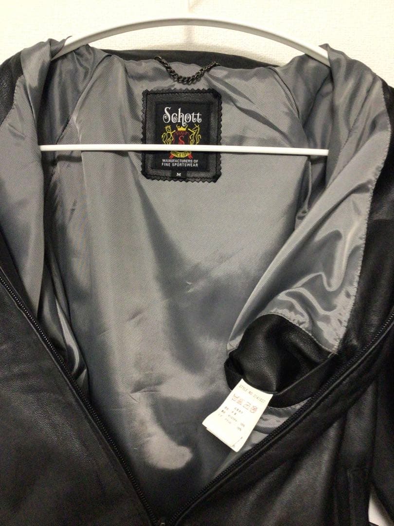 （新規限定出品）schott（ショット）羊革　レザー トラックジャケット　黒　M