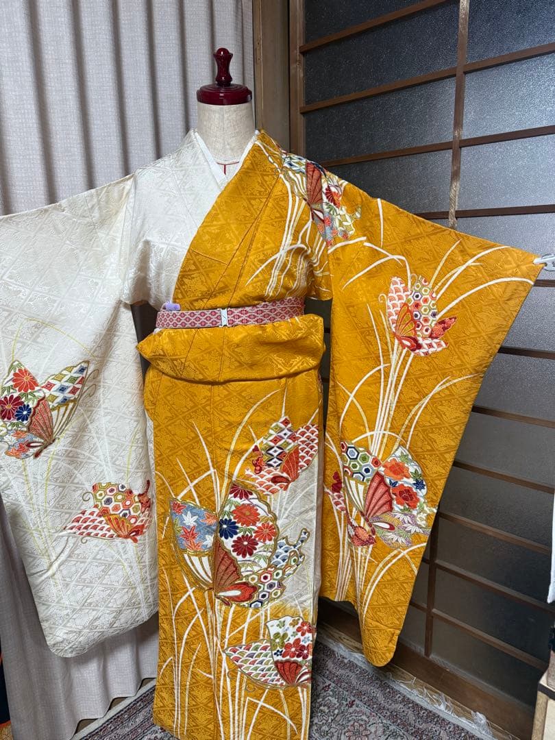 正絹振袖、長襦袢、袋帯、帯揚げ帯締めセット