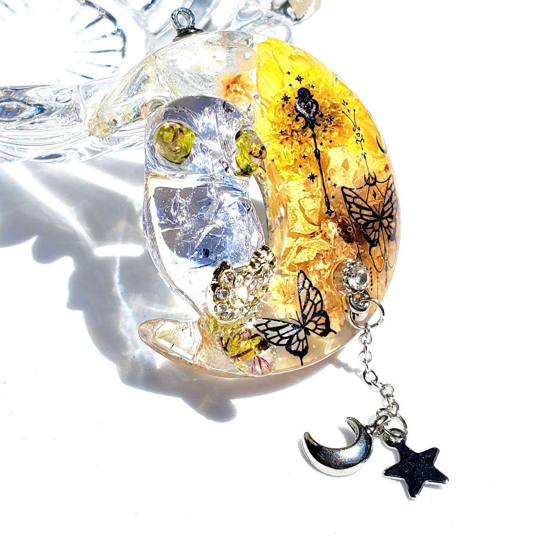 やっちゃん 　　ガラス・天然石レジンネックレス　オルゴナイト　ハンドメイド