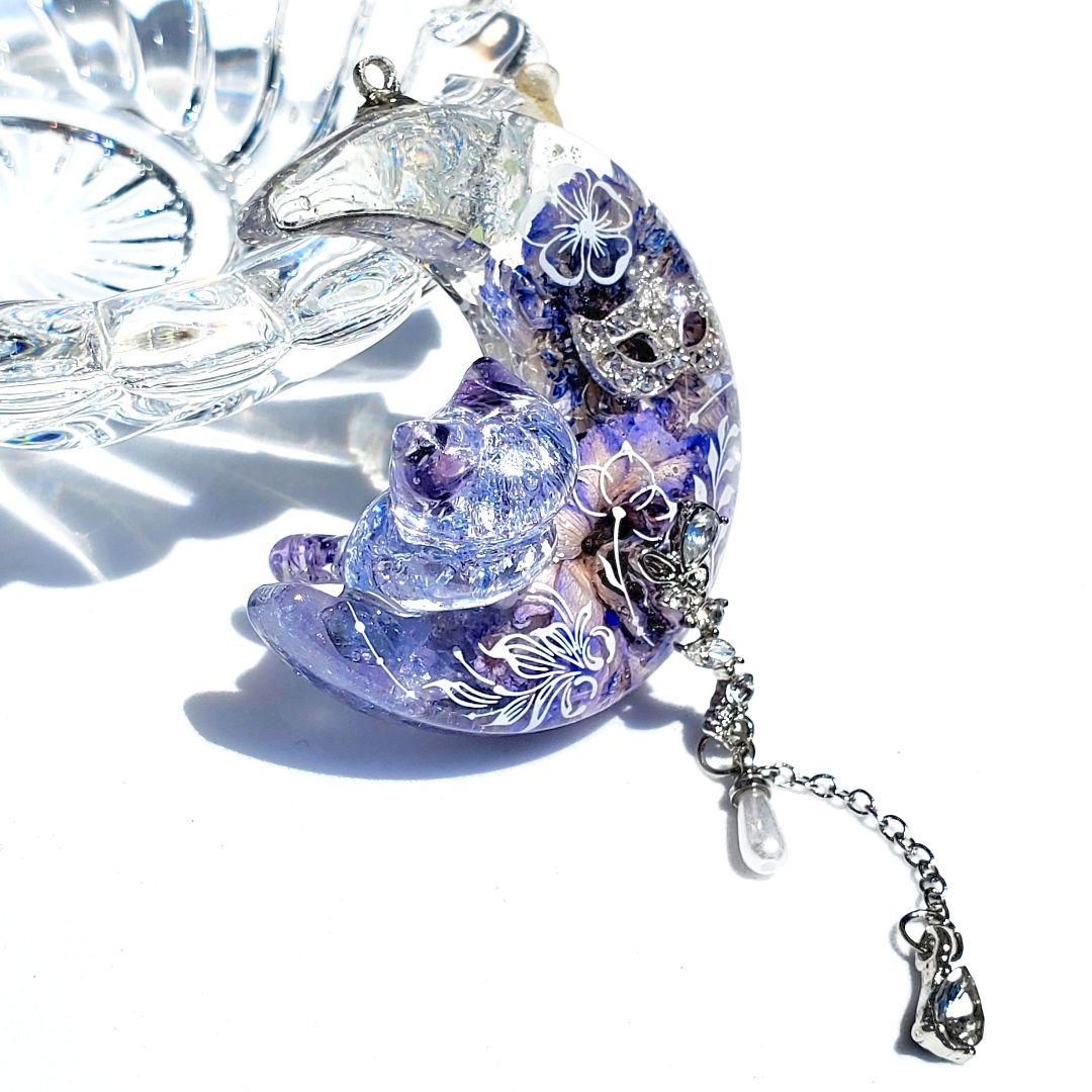 やっちゃん 　　ガラス・天然石レジンネックレス　オルゴナイト　ハンドメイド