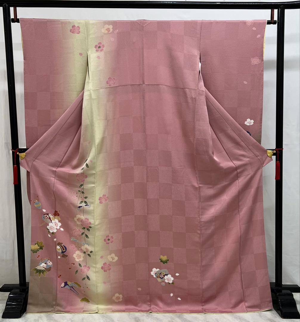 大特価　振り袖　フルセット　長襦袢付　ピンク　桜　梅　金彩加工　661