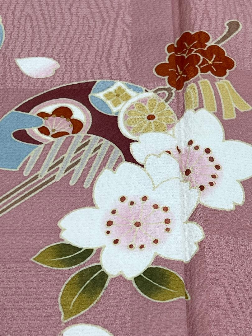 大特価　振り袖　フルセット　長襦袢付　ピンク　桜　梅　金彩加工　661