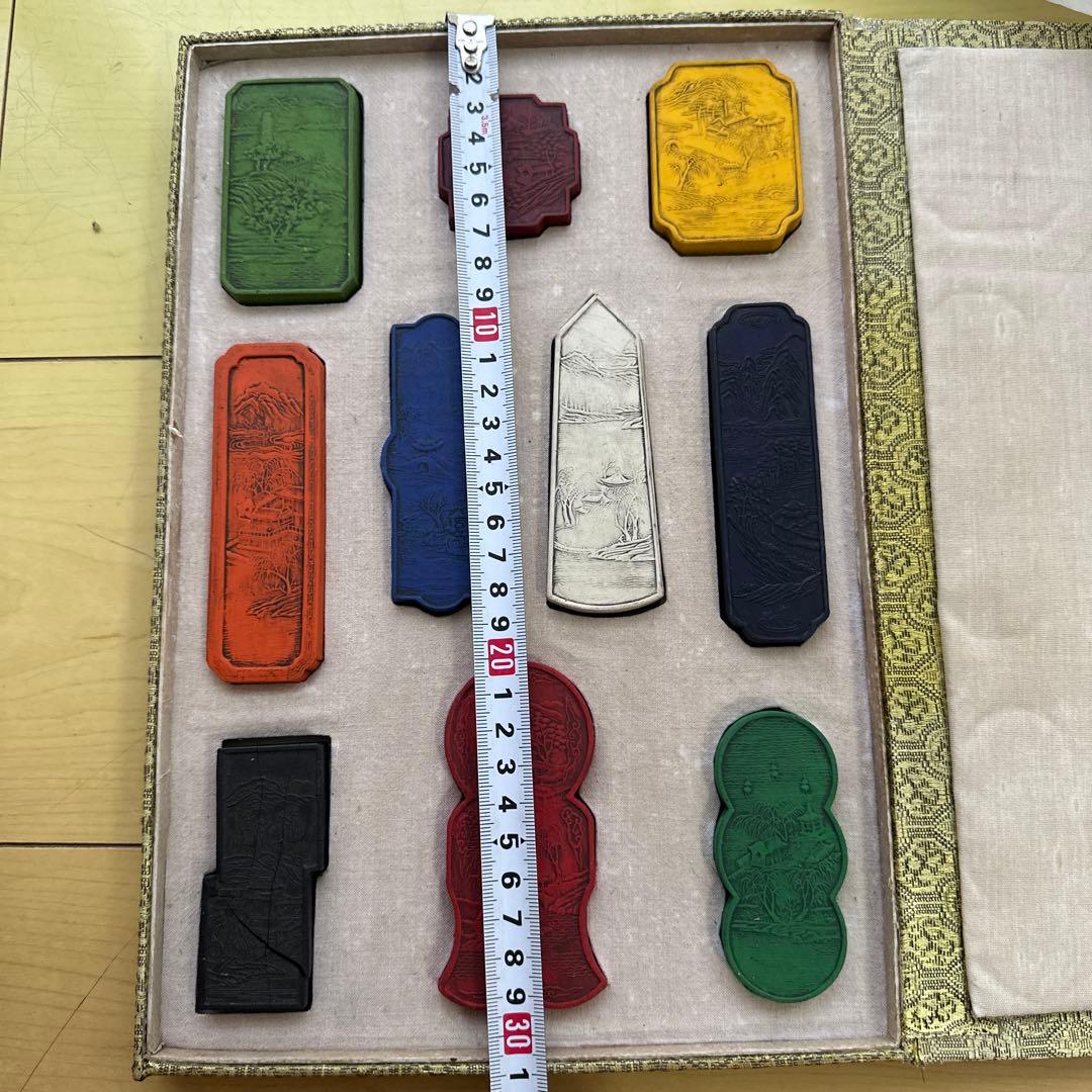 希少品　中国土産　古美術　彩墨　古墨　中国美術　乾隆套墨御题西湖十景诗彩墨