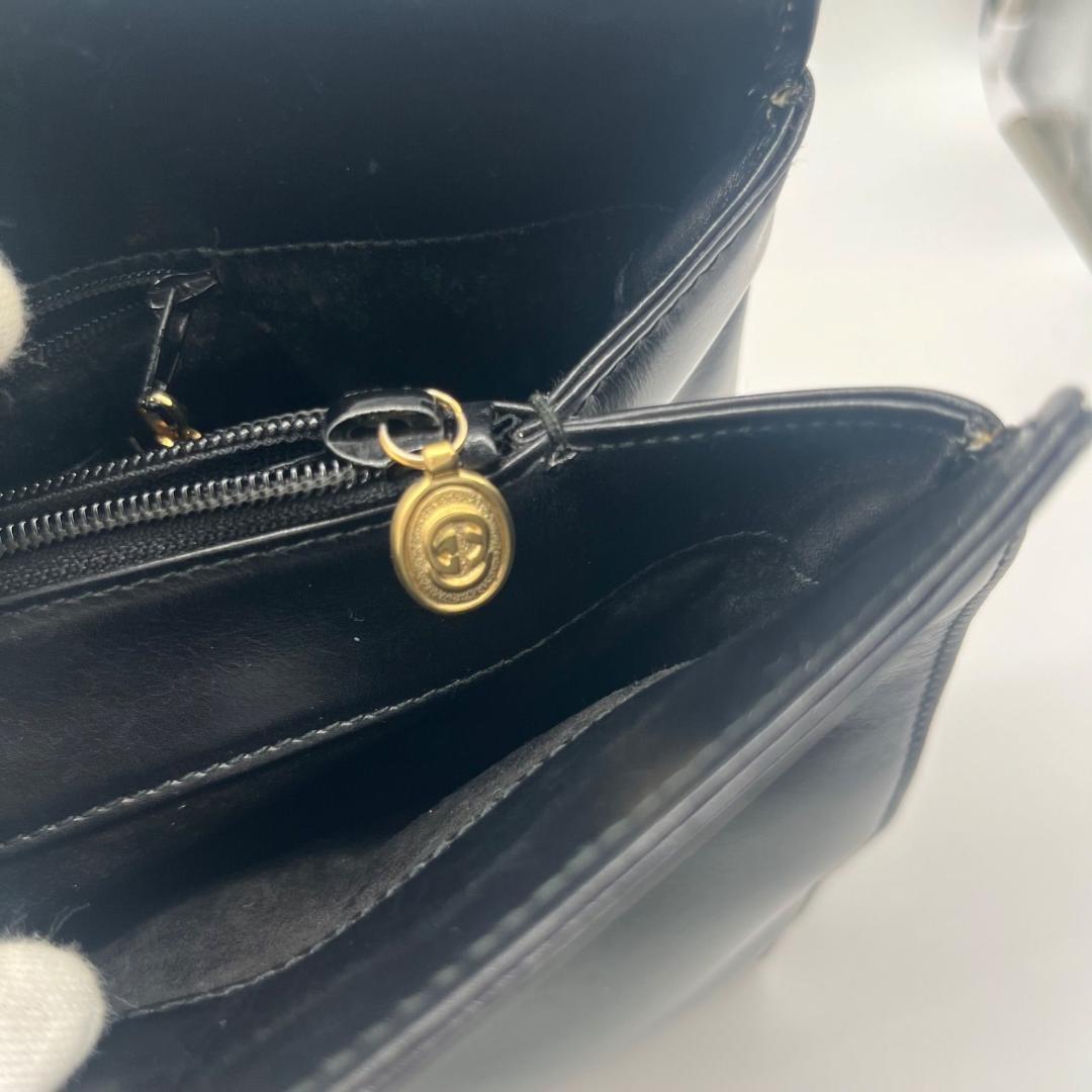 13971✨グッチ ハンドバッグ レザー フラップ 黒 ブラック