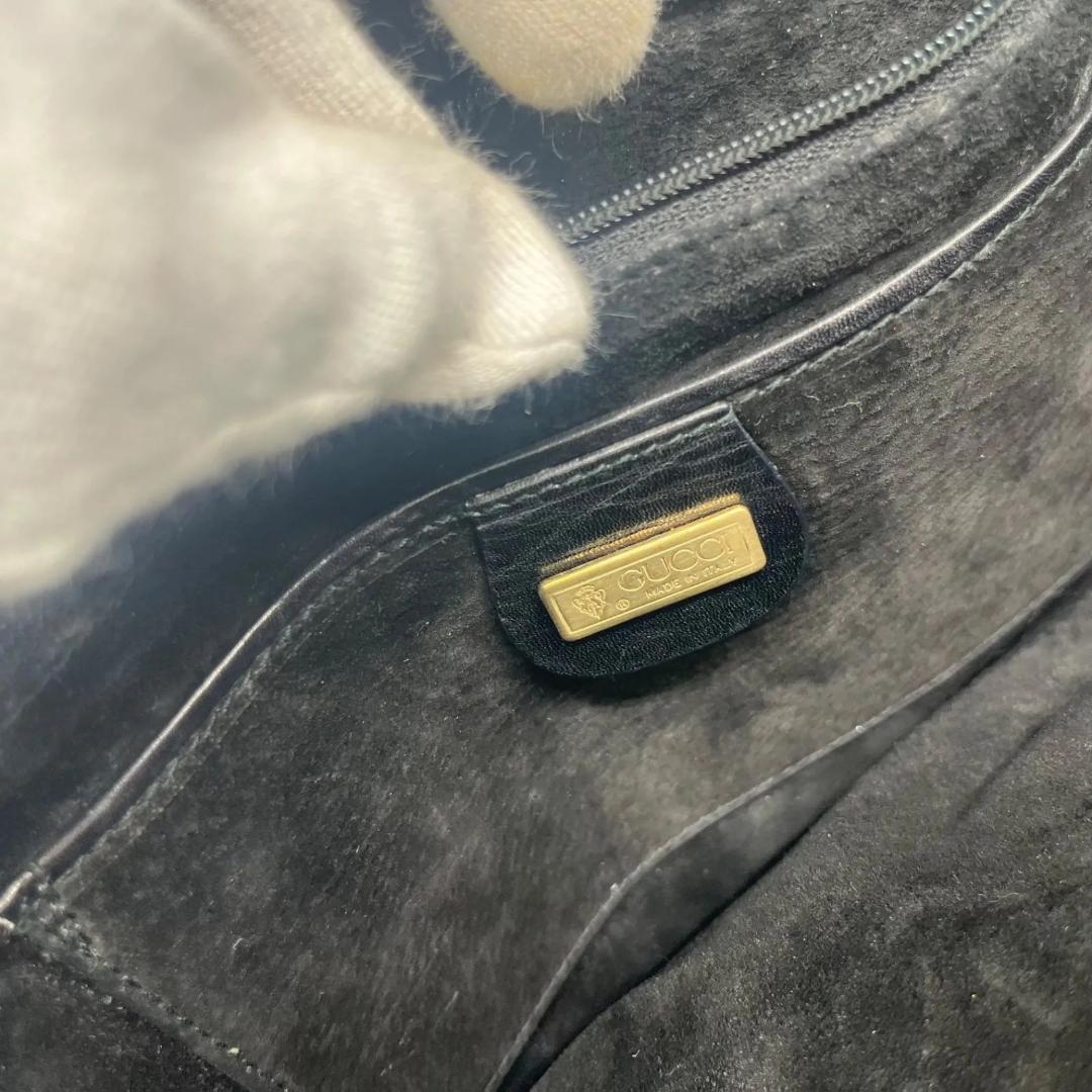 13971✨グッチ ハンドバッグ レザー フラップ 黒 ブラック