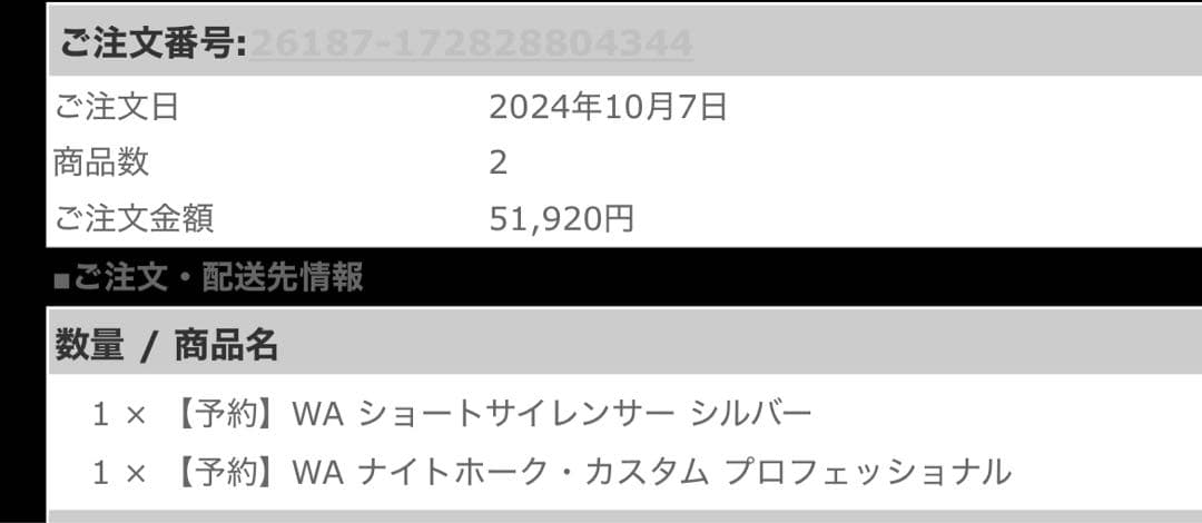 WA ウェスタンアームズ　ナイトホークカスタム プロフェッショナル