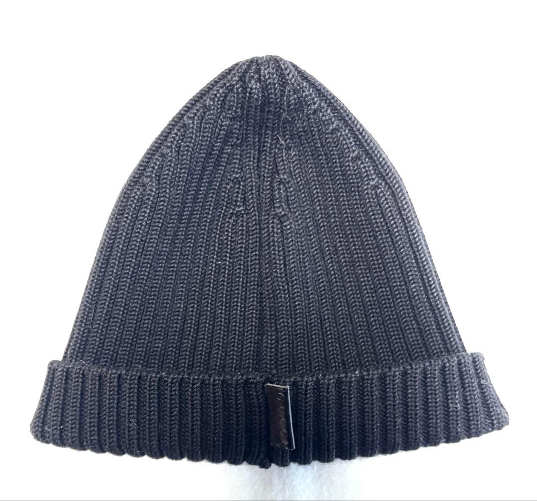 GUCCIニット帽【GUCCI】ブラック・ラムウール100%ニット帽／男女兼用
