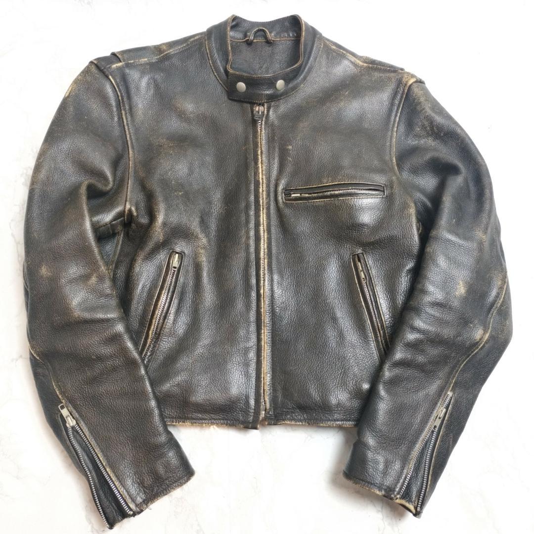 フェード Bikers シングルライダース レザージャケット 42 XL シボ