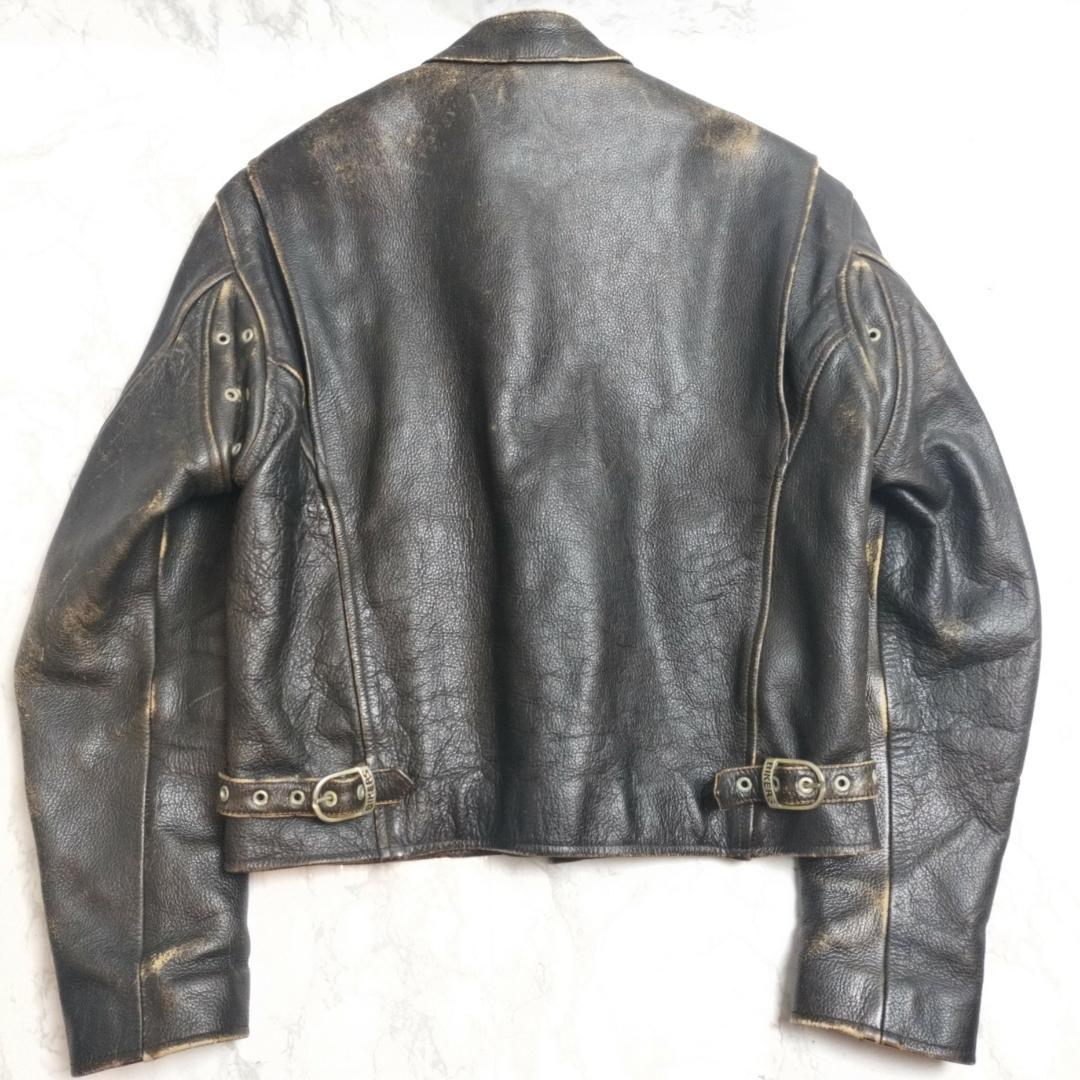 フェード Bikers シングルライダース レザージャケット 42 XL シボ