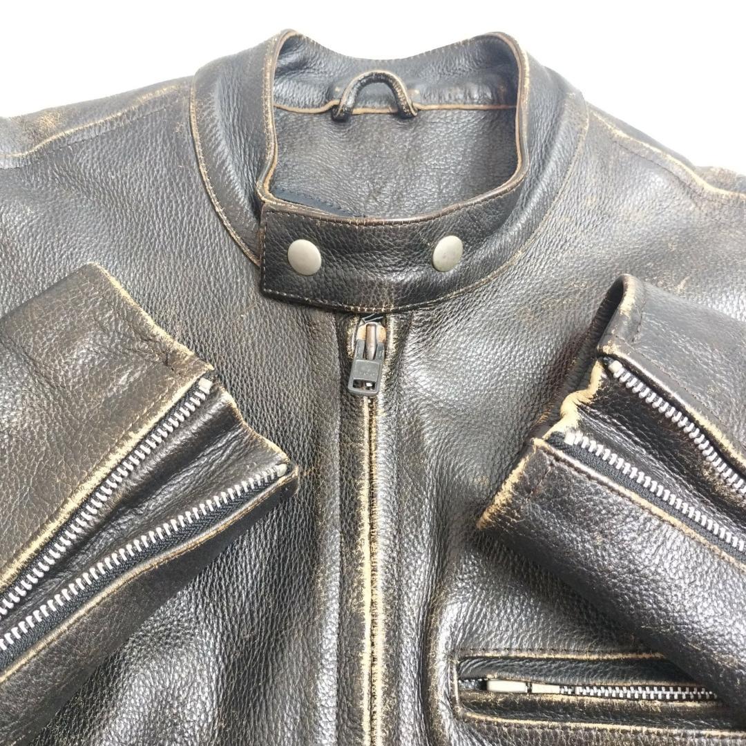 フェード Bikers シングルライダース レザージャケット 42 XL シボ
