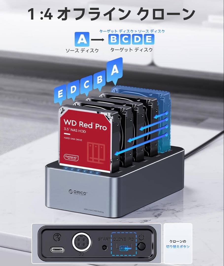 ORICO 5ベイ SSD HDD ハードディスクケース