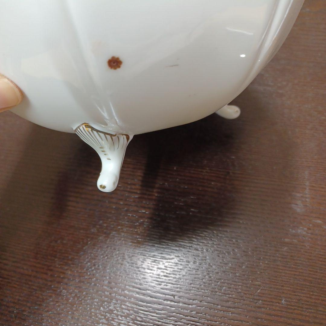 オールドノリタケ　アジサイ文ボール　猫足　メープルリーフ印　金彩　レア