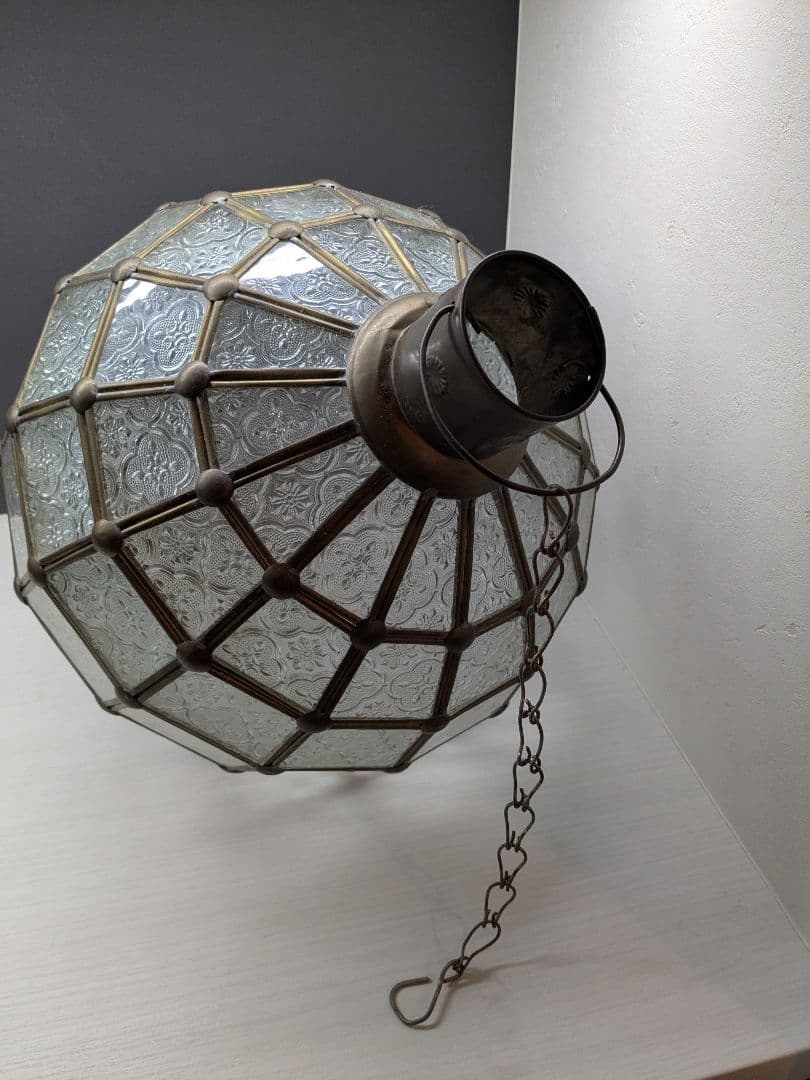 コ*ン様 アンティーク真鍮 レトロガラスペンダントライト