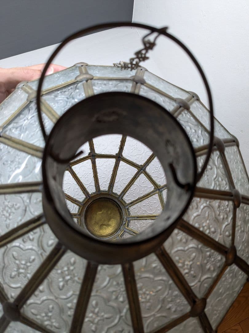 コ*ン様 アンティーク真鍮 レトロガラスペンダントライト