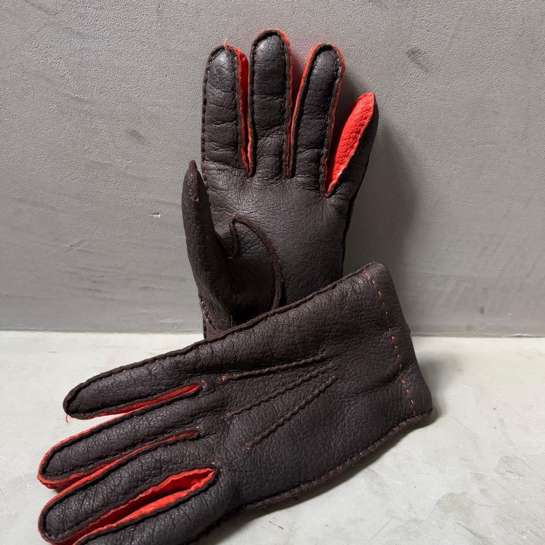 【美品】ペッカリー グローブ カシミヤ バイカラー カリデイ 8 Mサイズ 濃茶