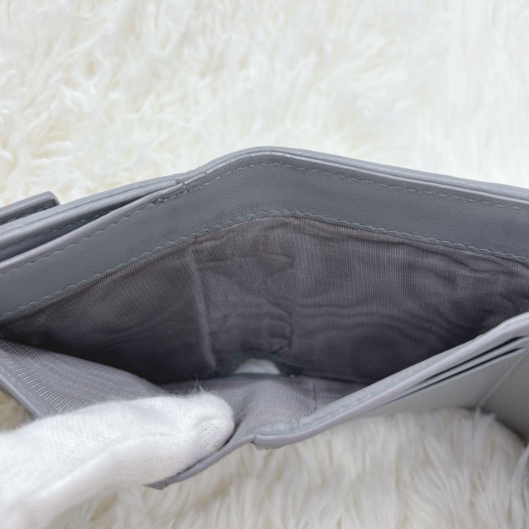 美品✨ディオール カナージュ ロータスウォレット　三つ折り財布 ブルーグレー