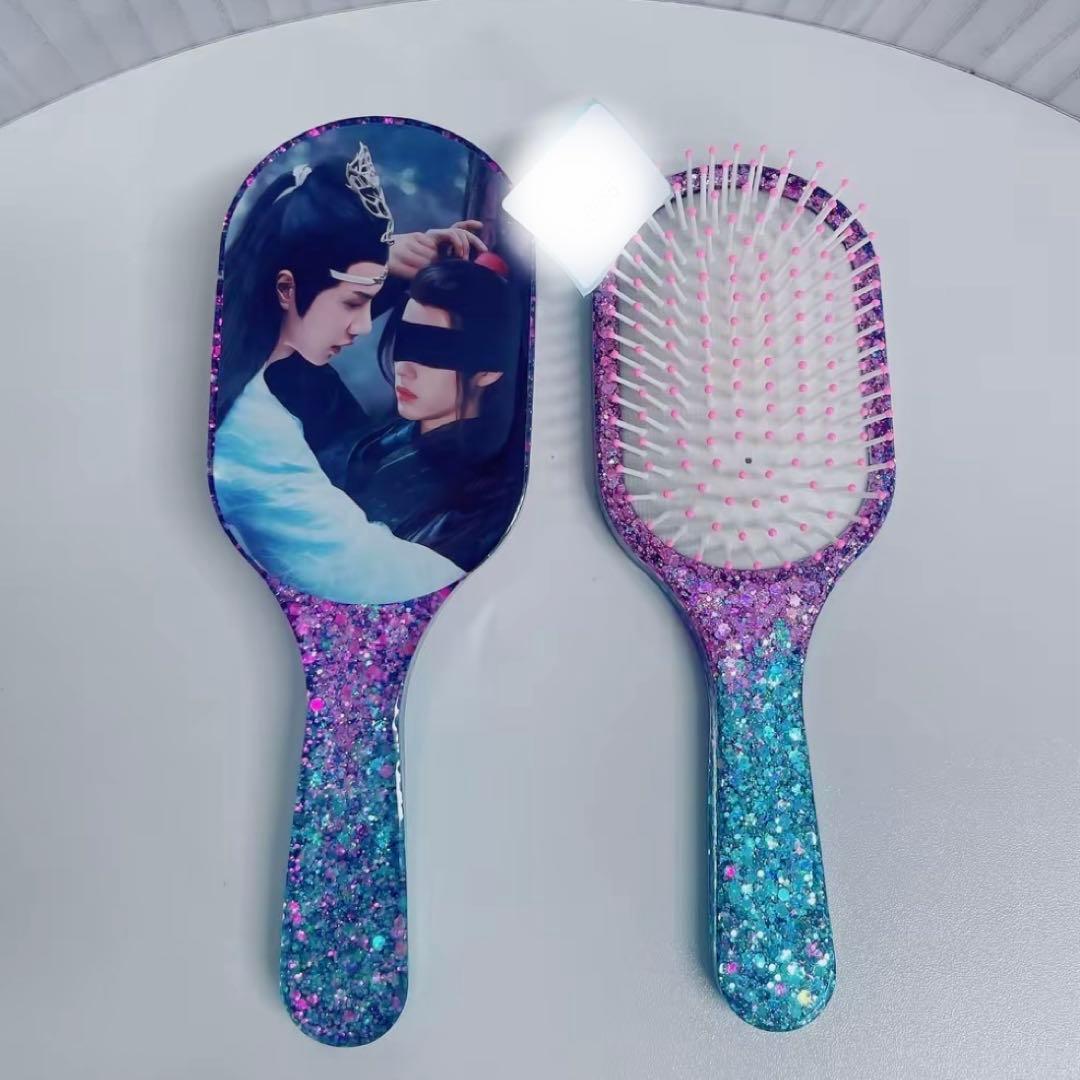 肖戦 王一博 超大レジンエアークッション付きヘアブラシ　4点セット❣️0109