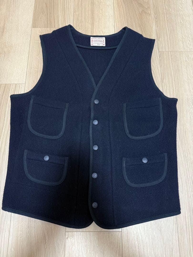 ス*チ様 BONCOURA メルトンパイピングベスト　ボンクラ ジレ　ネイビー