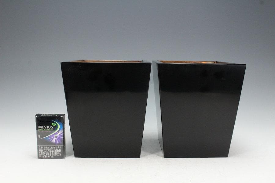 華道 漆塗り 釣瓶 花器 一対(K-A985)