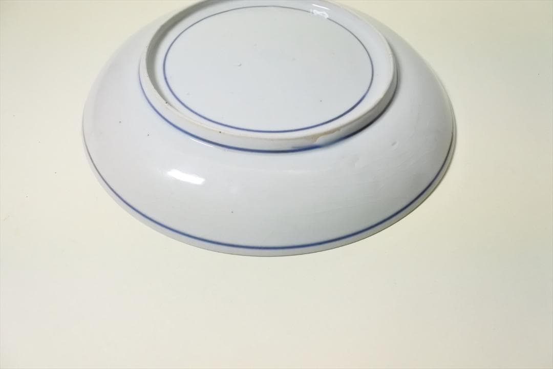 江戸前期　藍九谷　水仙図　中皿　骨董品　アンティーク