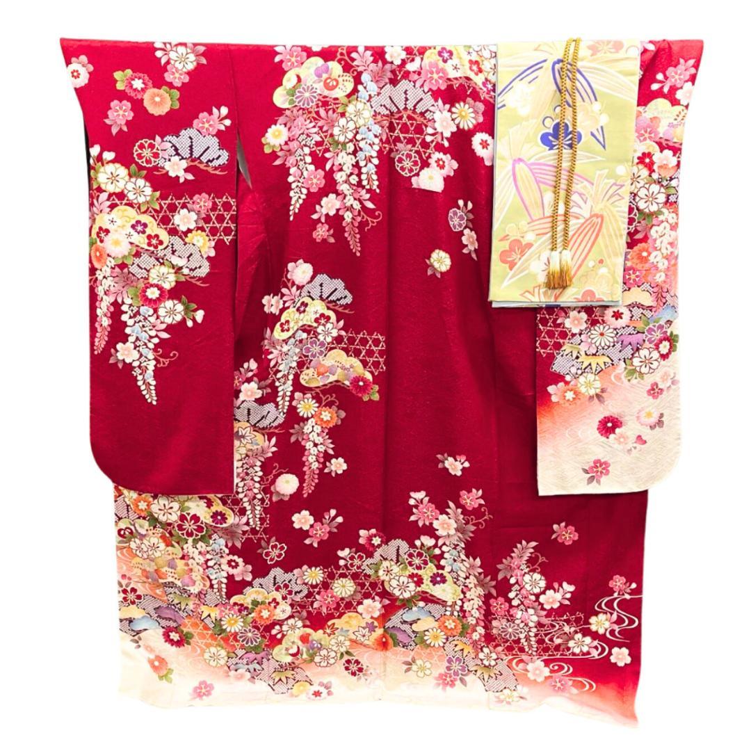 ≪早い者勝ち≫【美品】 振袖 正絹 古典柄 成人式 単品 赤 ラメ 198 ●