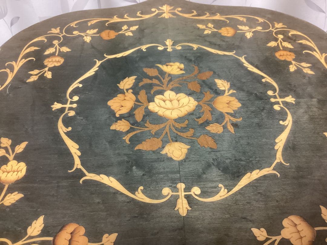 古家具　イタリア製　ドマン　Demain 象嵌　サイドテーブル