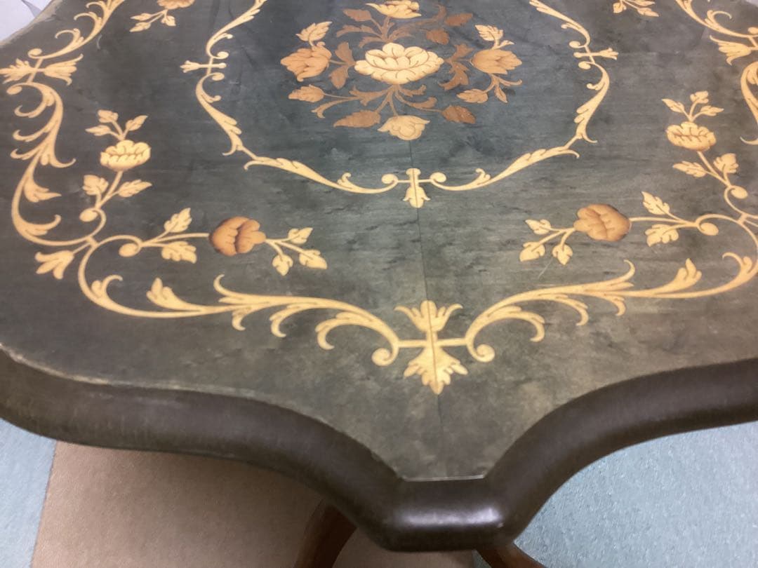 古家具　イタリア製　ドマン　Demain 象嵌　サイドテーブル