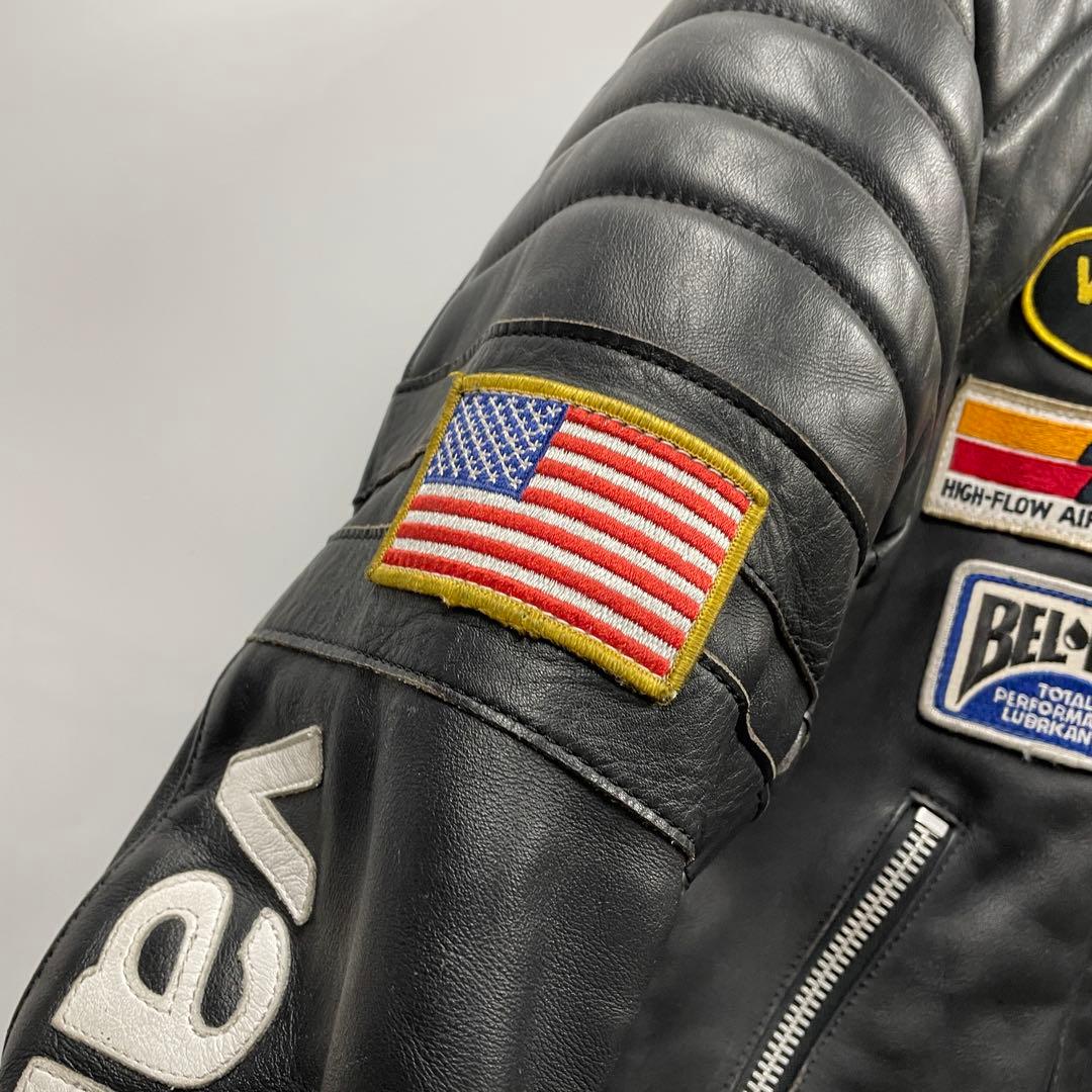 【U62】 訳あり VANSON バンソン レザージャケット 36 ワッペン