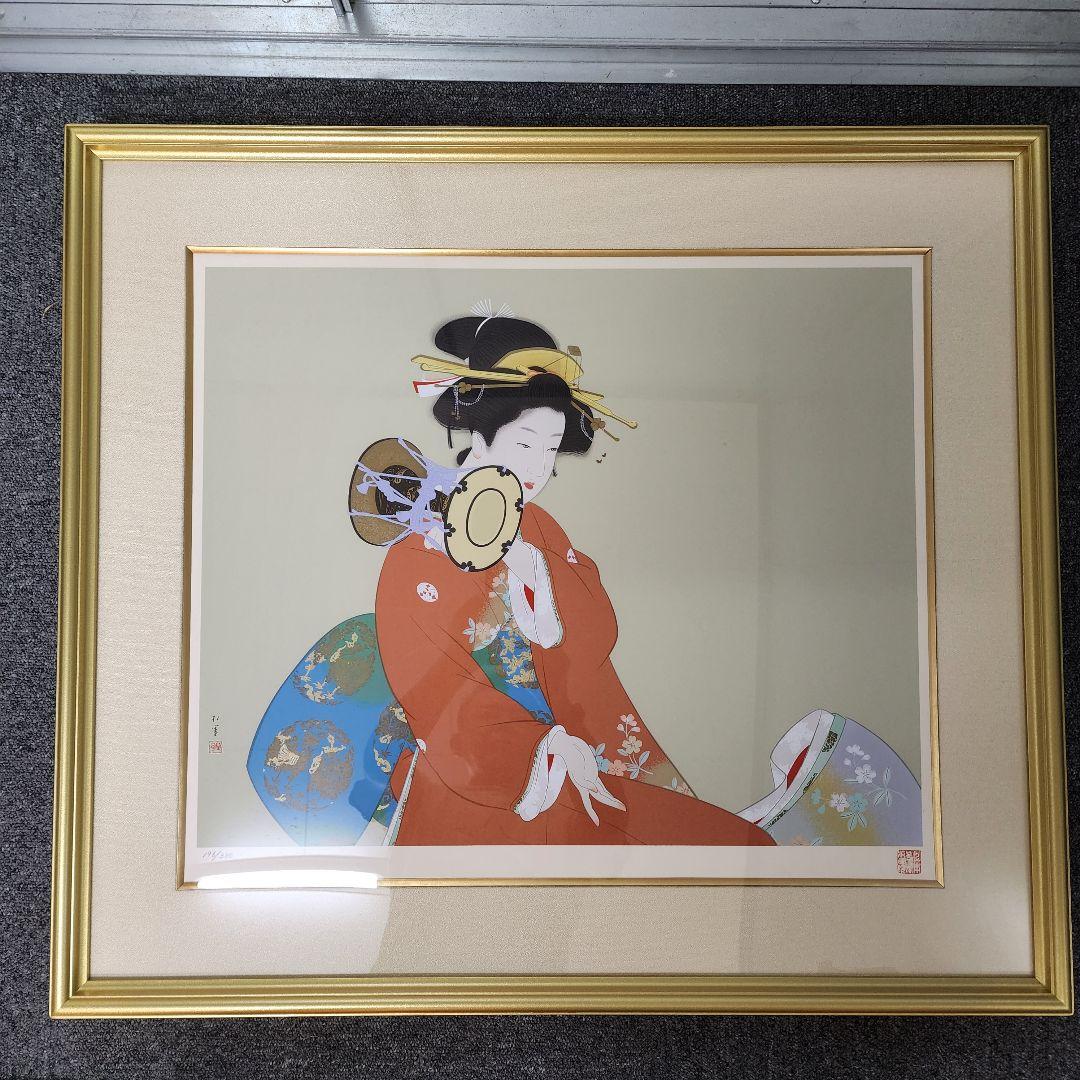 【中古美品】上村松園　鼓の音